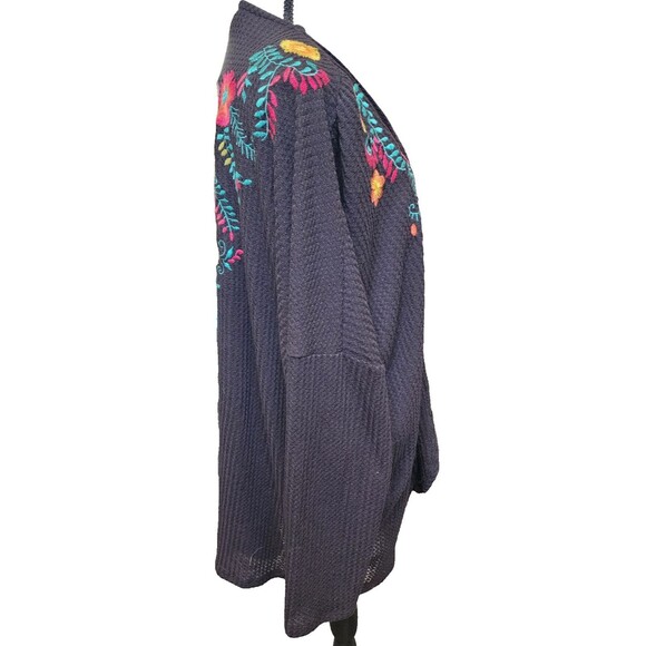 UMGEE Embroidered Open Front Waffle Material Cardigan Size Large Boho - Picture 4 of 8